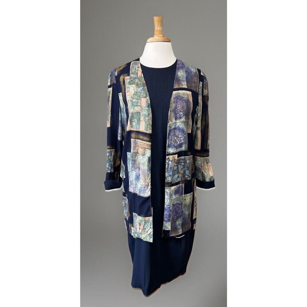 Peri Petites Dress and Jacket Womens 14 Long Retro Artsy Rayon Lagenlook Boho